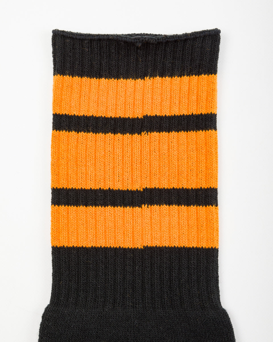 Kapital 144 Yarns HAPPY HEEL Embroidered SKATERS Knee-High Socks - Black x Orange - Standard & Strange
