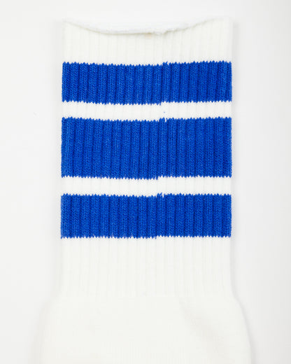 Kapital 144 Yarns HAPPY HEEL Embroidered SKATERS Knee-High Socks - White x Blue - Standard & Strange