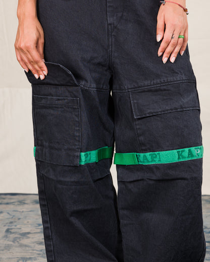 Kapital 14oz BLKxBLK Denim NOUVELLE Shuttle Pants - Green - Standard & Strange
