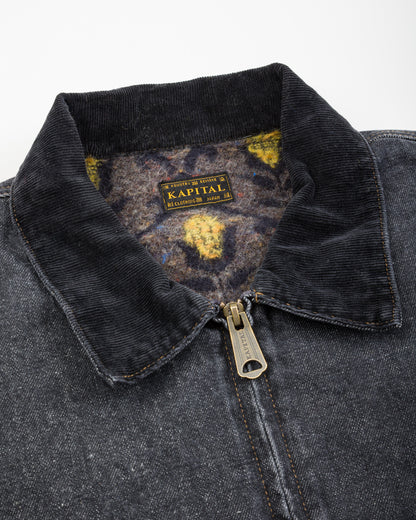 Kapital 14oz BLKxECR Denim T-Back Drizzler JKT - Black x Ecru - Standard & Strange