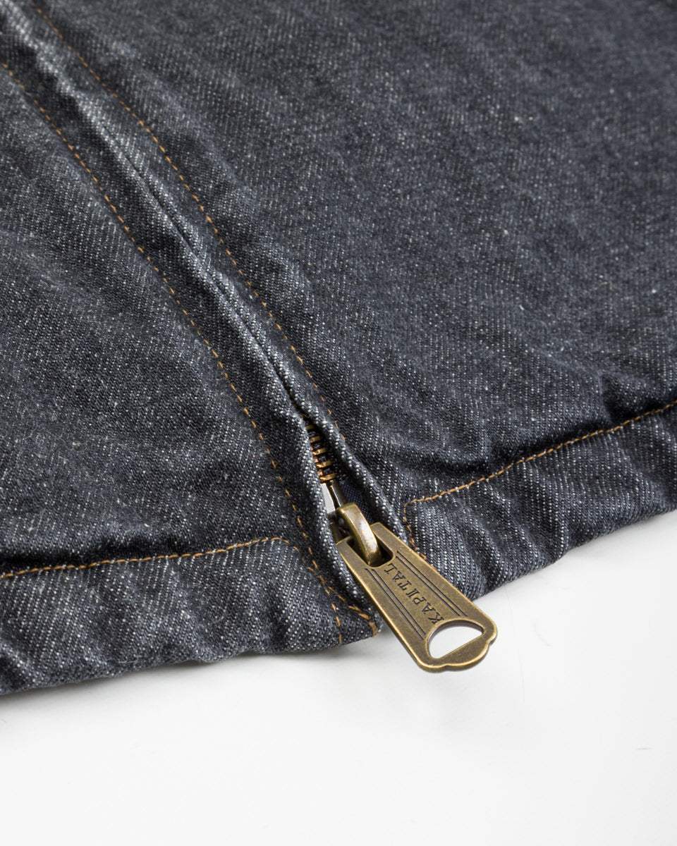 Kapital 14oz BLKxECR Denim T-Back Drizzler JKT - Black x Ecru - Standard & Strange