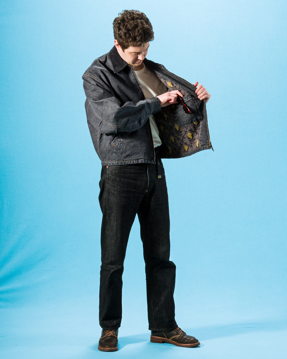 Kapital 14oz BLKxECR Denim T-Back Drizzler JKT - Black x Ecru - Standard & Strange