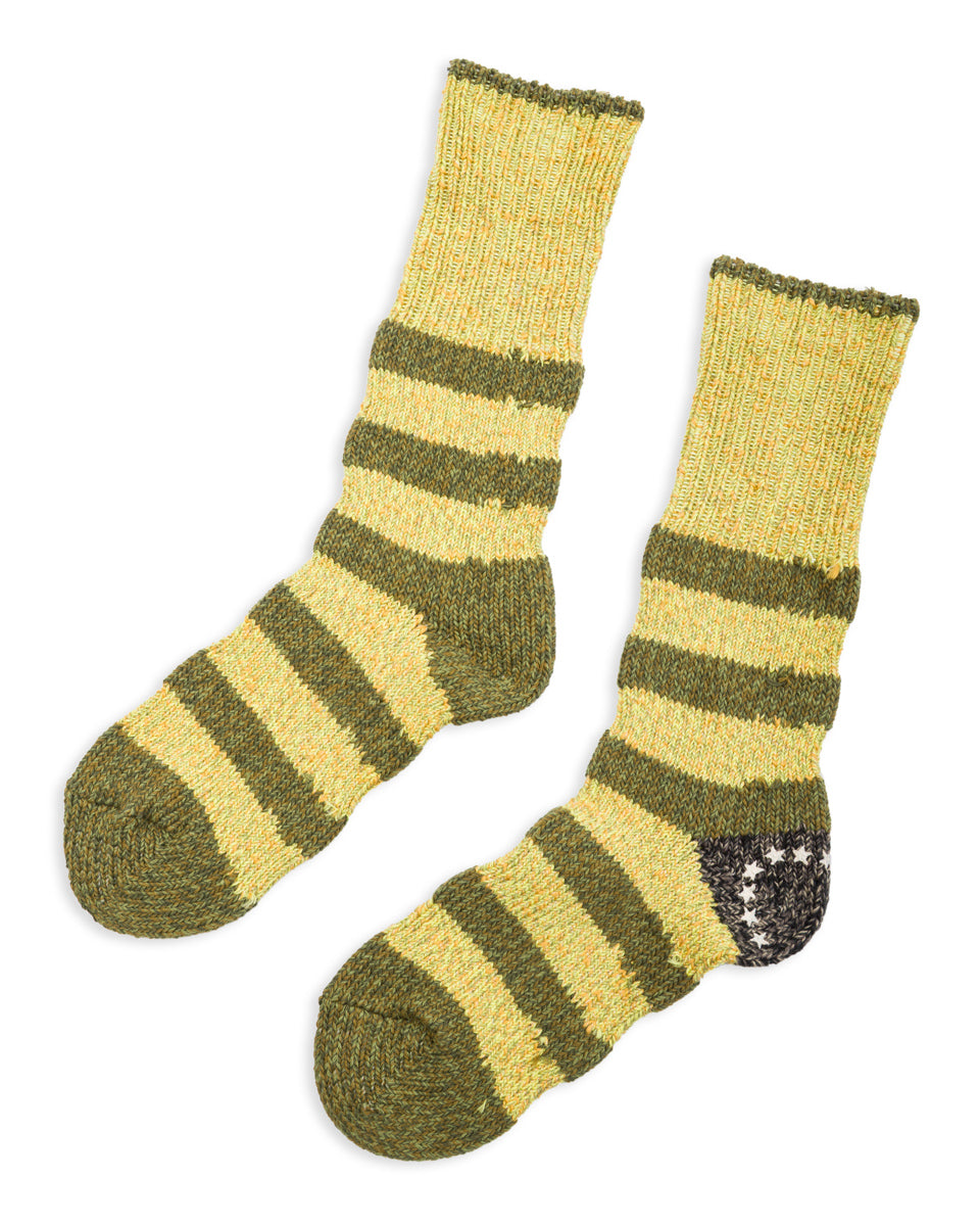 Kapital 56 Yarns Flag Stripe Socks - Khaki - Standard & Strange