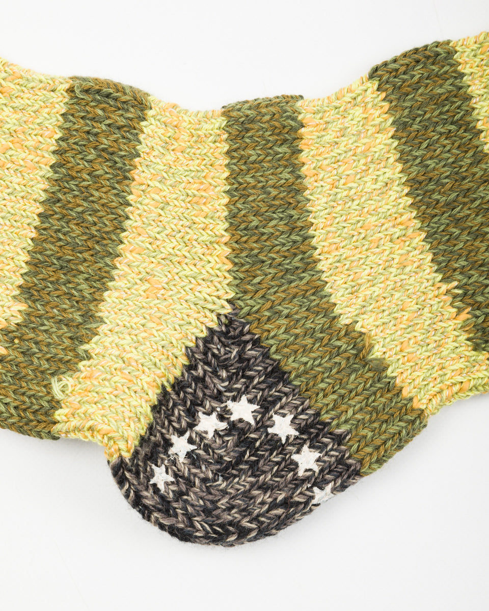 Kapital 56 Yarns Flag Stripe Socks - Khaki - Standard & Strange