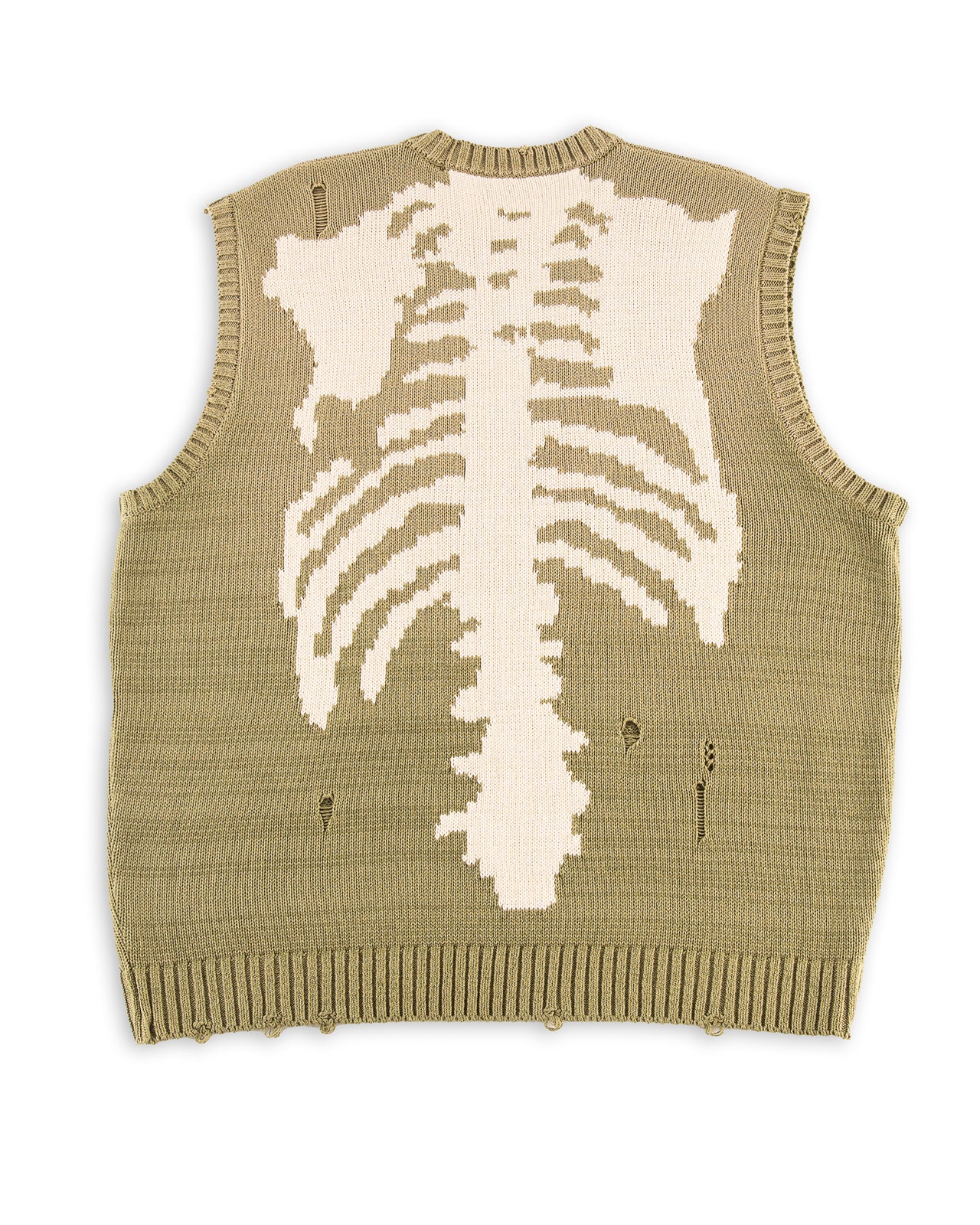 Kapital 5G Cotton Knit BONE Vest - Khaki 3 – Standard & Strange