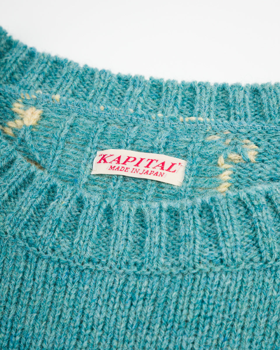 Kapital 5G Wool BONE Crew Sweater - Sax - Standard & Strange