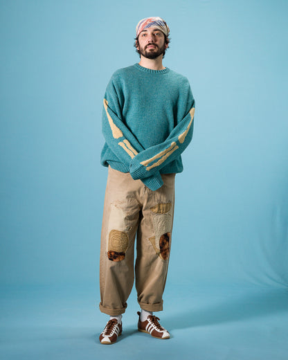 Kapital 5G Wool BONE Crew Sweater - Sax - Standard & Strange