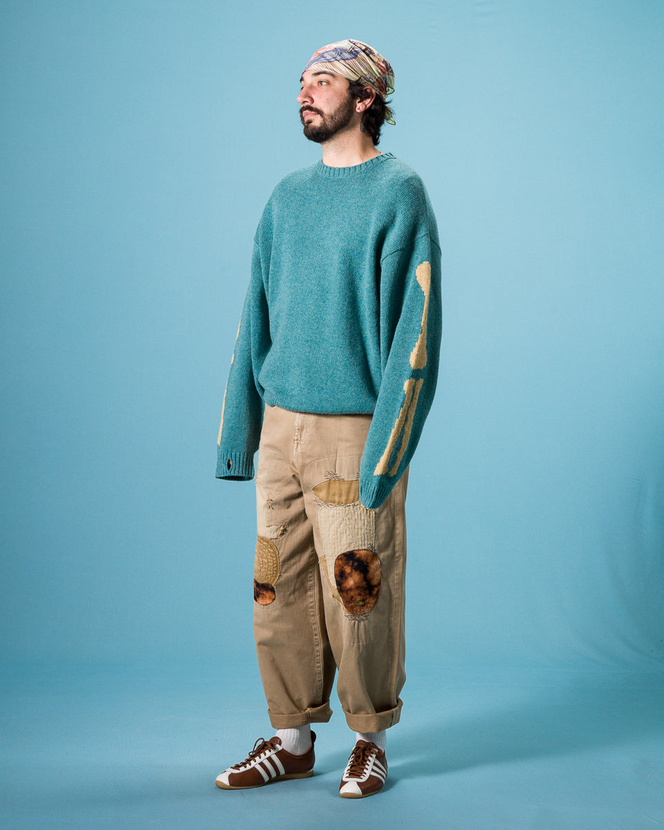Kapital 5G Wool BONE Crew Sweater - Sax - Standard & Strange