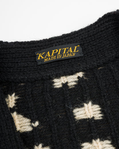 Kapital 5G Wool BONE Short Cardigan - Black 3 - Standard & Strange