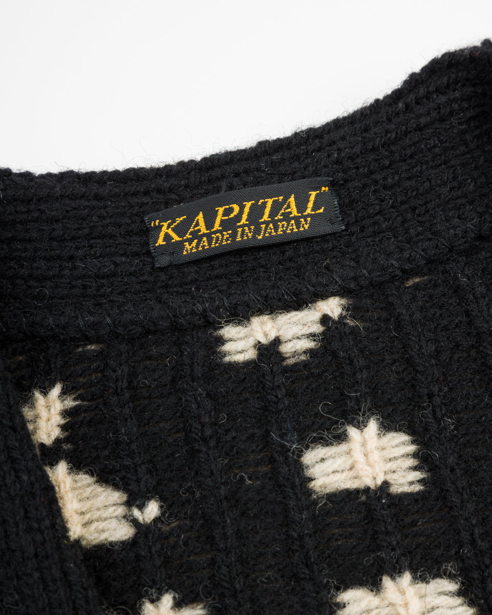 Kapital 5G Wool BONE Short Cardigan - Black 3 - Standard & Strange