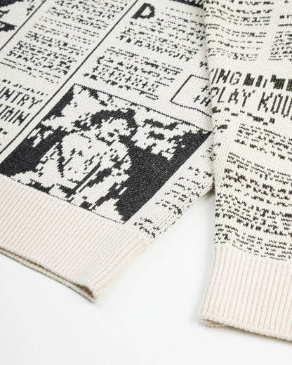 Kapital 8G Knit NEWSPAPER Crew Sweater(KOUNTRY NEWS) - Ecru - Standard & Strange