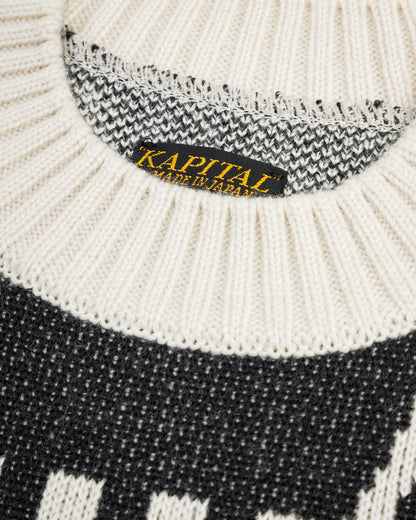 Kapital 8G Knit NEWSPAPER Crew Sweater(KOUNTRY NEWS) - Ecru - Standard & Strange