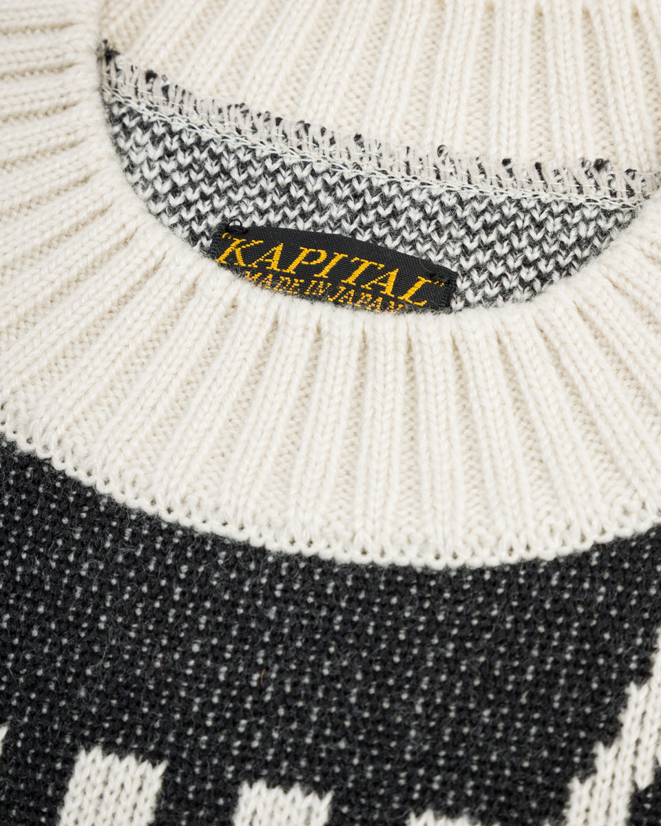 Kapital 8G Knit NEWSPAPER Crew Sweater(KOUNTRY NEWS) - Ecru - Standard & Strange