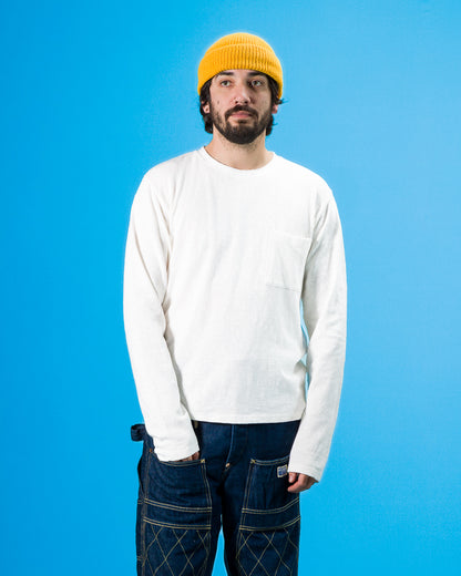 Kapital AMUSE Knit Pocket Long Sleeve T - White - Standard & Strange