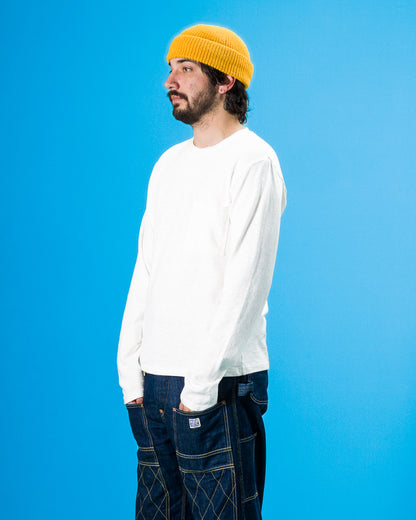 Kapital AMUSE Knit Pocket Long Sleeve T - White - Standard & Strange