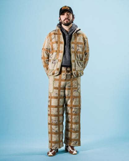 Kapital Fleece PRISONER Craft Tattersall Easy Pants - Beige - Standard & Strange