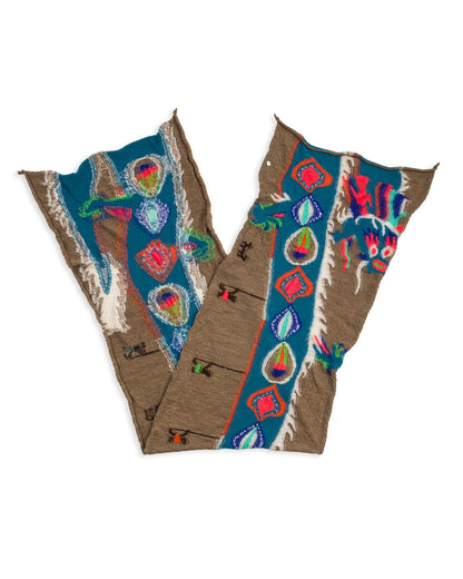 Kapital Fulling Wool HAPPY Scarf DRAGON DANCE - Brown - Standard & Strange