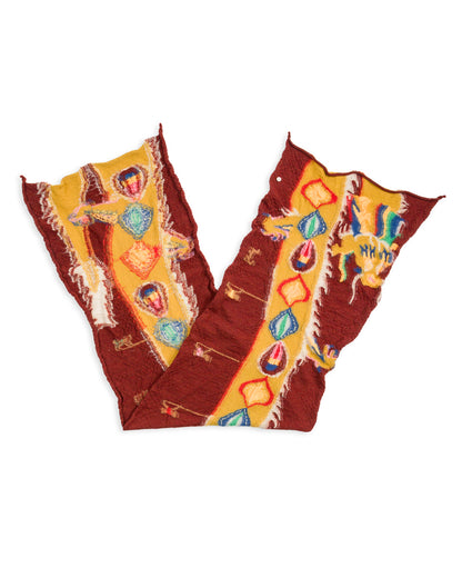 Kapital Fulling Wool HAPPY Scarf DRAGON DANCE - Burgundy - Standard & Strange
