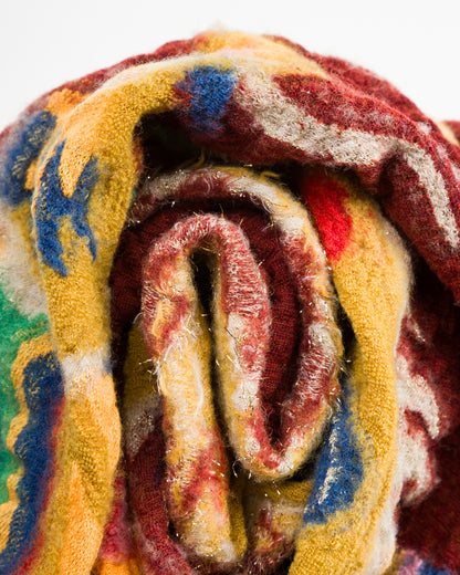 Kapital Fulling Wool HAPPY Scarf DRAGON DANCE - Burgundy - Standard & Strange