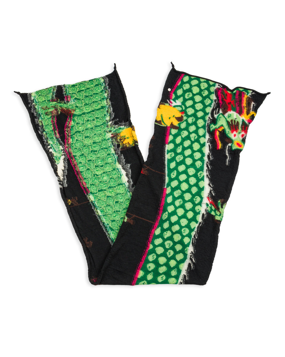 Kapital Fulling Wool HAPPY Scarf DRAGON DANCE & RAINBOW - Black - Standard & Strange