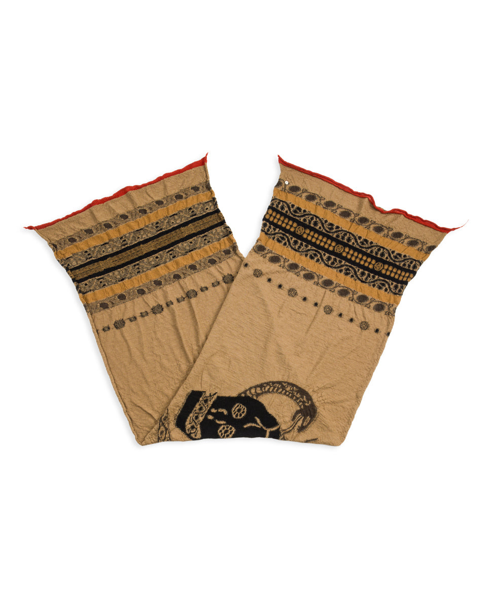 Kapital Fulling Wool Scarf COPTIC SKULL - Beige - Standard & Strange