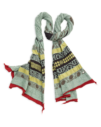 Kapital Fulling Wool Scarf COPTIC SKULL - Green - Standard & Strange