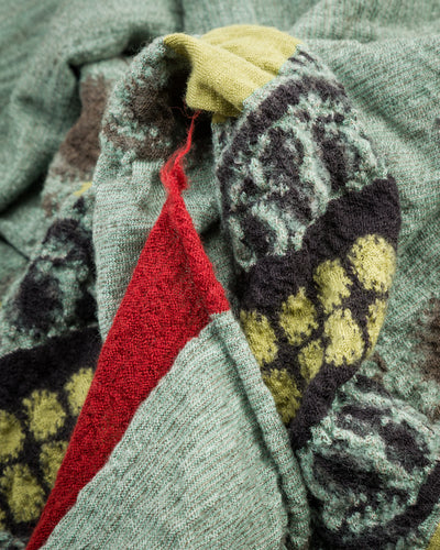 Kapital Fulling Wool Scarf COPTIC SKULL - Green - Standard & Strange