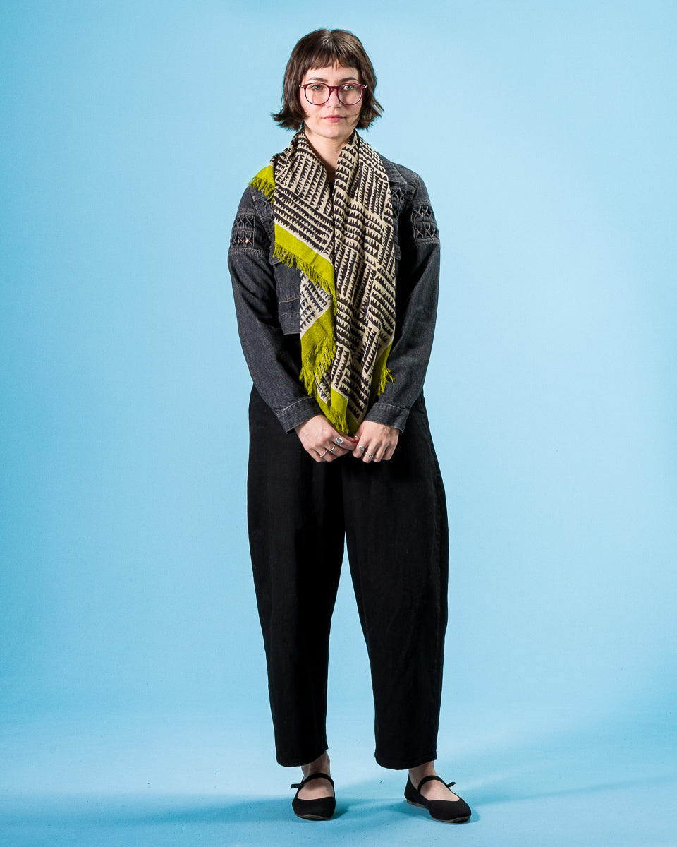 Kapital Rayon Fringe Stole (HACKSAW-BLOCK) - LightGreen - Standard & Strange