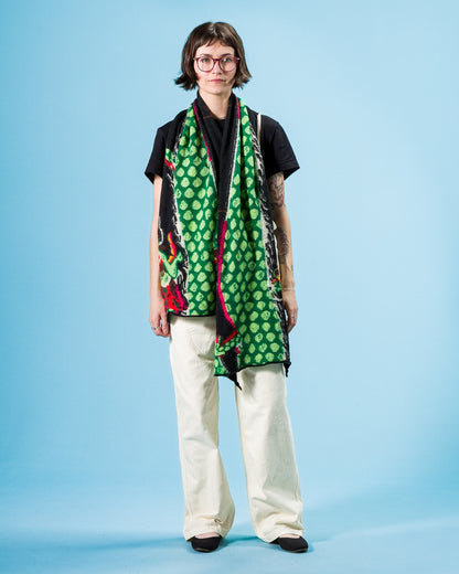 Kapital Fulling Wool HAPPY Scarf DRAGON DANCE & RAINBOW - Black - Standard & Strange