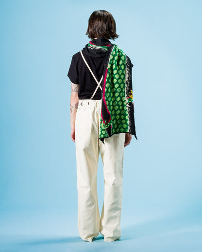 Kapital Fulling Wool HAPPY Scarf DRAGON DANCE & RAINBOW - Black - Standard & Strange