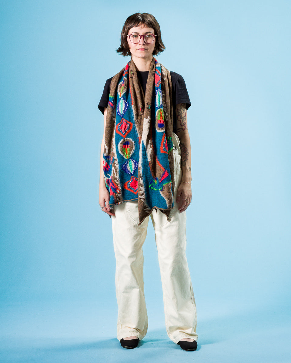 Kapital Fulling Wool HAPPY Scarf DRAGON DANCE - Brown - Standard & Strange