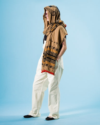 Kapital Fulling Wool Scarf COPTIC SKULL - Beige - Standard & Strange