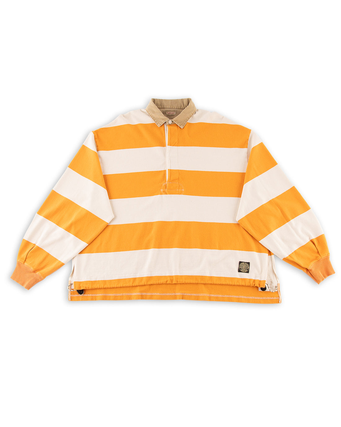 Kapital JAIL Stripe Jersey BIG Rugger Shirt - Ecru x Orange 3 - Standard & Strange
