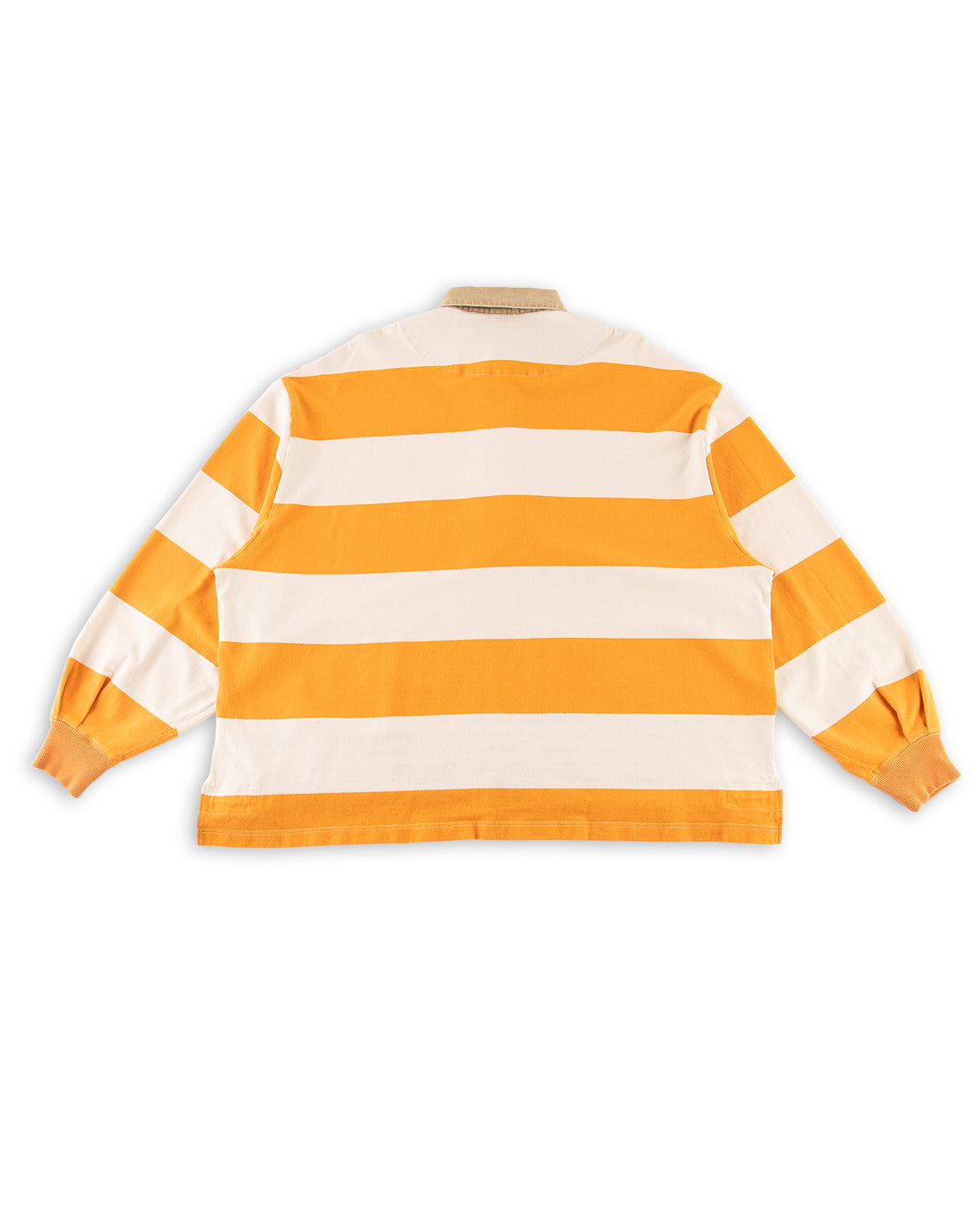 Kapital JAIL Stripe Jersey BIG Rugger Shirt - Ecru x Orange 3 - Standard & Strange