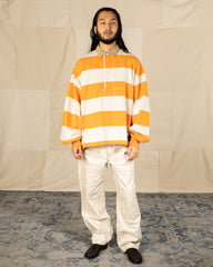 Kapital JAIL Stripe Jersey BIG Rugger Shirt - Ecru x Orange 3 - Standard & Strange