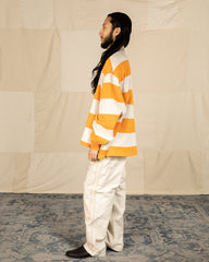 Kapital JAIL Stripe Jersey BIG Rugger Shirt - Ecru x Orange 3 - Standard & Strange