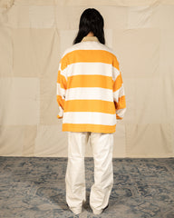 Kapital JAIL Stripe Jersey BIG Rugger Shirt - Ecru x Orange 3 - Standard & Strange