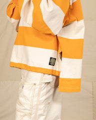 Kapital JAIL Stripe Jersey BIG Rugger Shirt - Ecru x Orange 3 - Standard & Strange