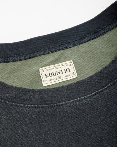 Kapital Jersey 2TONES BIG Pocket T (BONE) - Black x Khaki - Standard & Strange