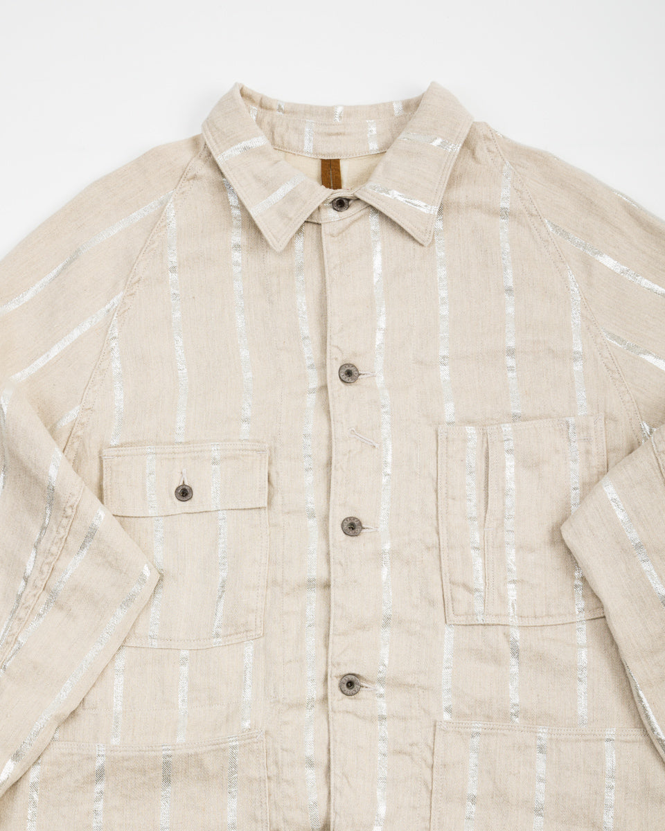 Kapital Linen Glitter PHILLIES Stripe CACTUS Coverall - Ecru - Standard & Strange