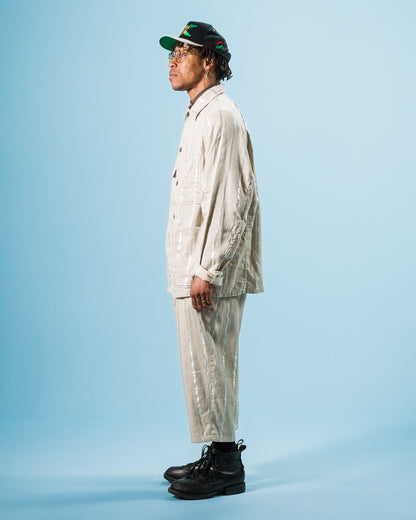 Kapital Linen Glitter PHILLIES Stripe CACTUS Coverall - Ecru - Standard & Strange