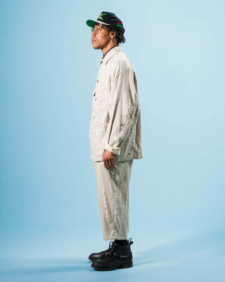 Kapital Linen Glitter PHILLIES Stripe CACTUS Coverall - Ecru - Standard & Strange