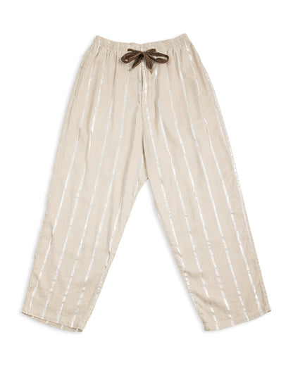 Kapital Linen Glitter PHILLIES Stripe EASY Pants - Ecru - Standard & Strange
