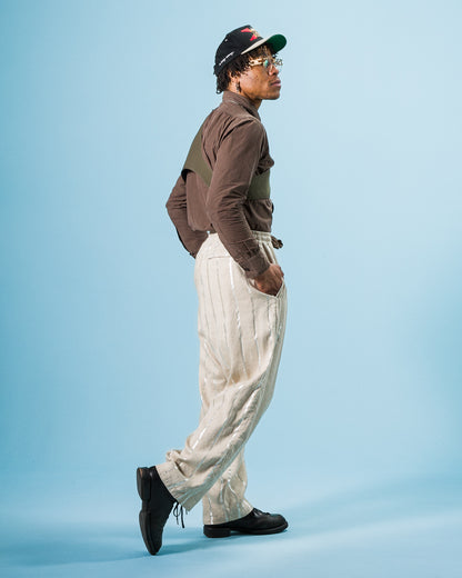 Kapital Linen Glitter PHILLIES Stripe EASY Pants - Ecru - Standard & Strange
