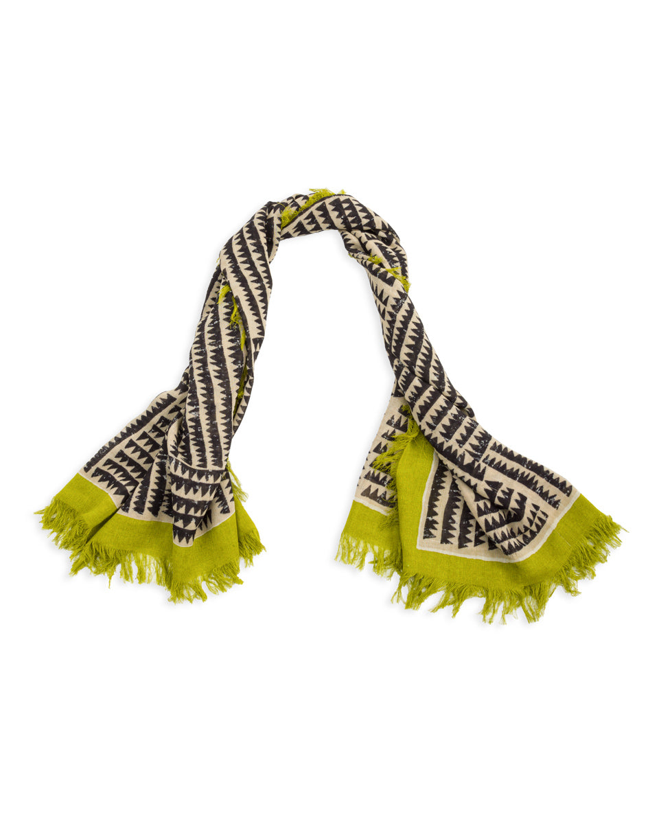 Kapital Rayon Fringe Stole (HACKSAW-BLOCK) - LightGreen – Standard