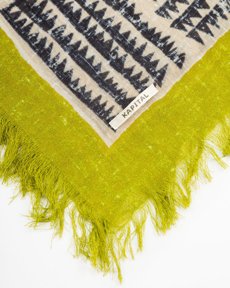 Kapital Rayon Fringe Stole (HACKSAW-BLOCK) - LightGreen – Standard