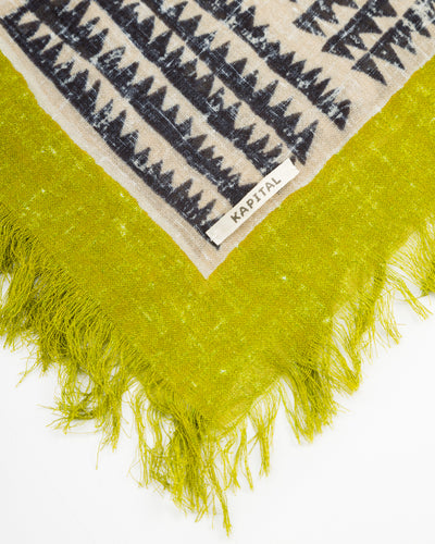 Kapital Rayon Fringe Stole (HACKSAW-BLOCK) - LightGreen - Standard & Strange