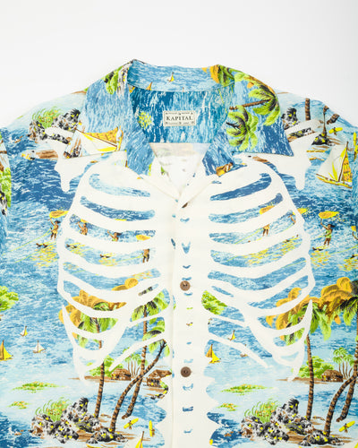 Kapital Rayon KAMEHAMEHA BONE Aloha Shirt - Blue - Standard & Strange