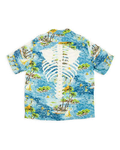 Kapital Rayon KAMEHAMEHA BONE Aloha Shirt - Blue - Standard & Strange