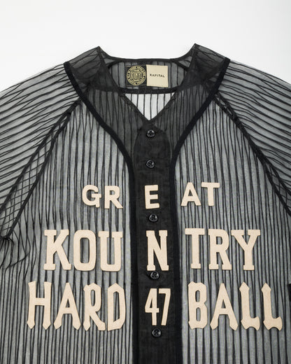 Kapital Sheer Stripe GREAT KOUNTRY Baseball Shirt - Black F - Standard & Strange